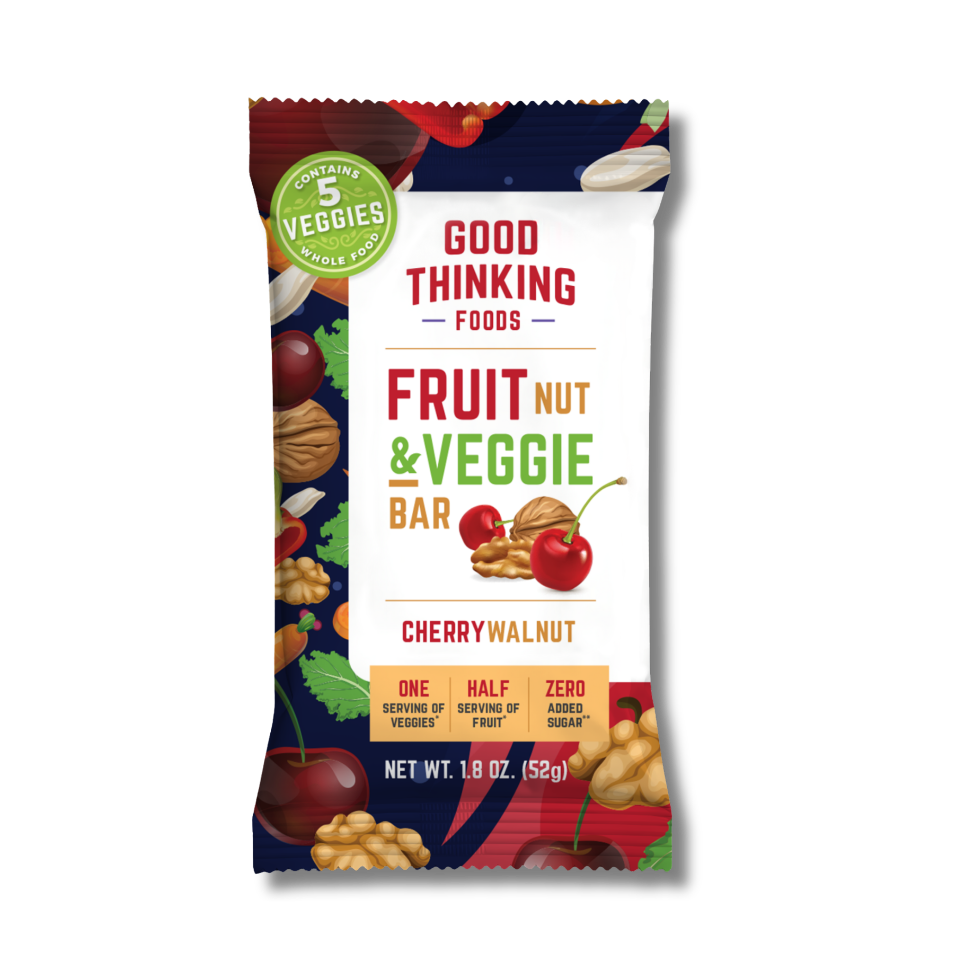 Cherry Walnut Fruit & Veggie Bar | Prebiotic Fiber Rich Snack